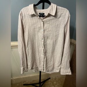 Jones & Co. Classic Cream gold Striped Button-Down Shirt large woman’s
